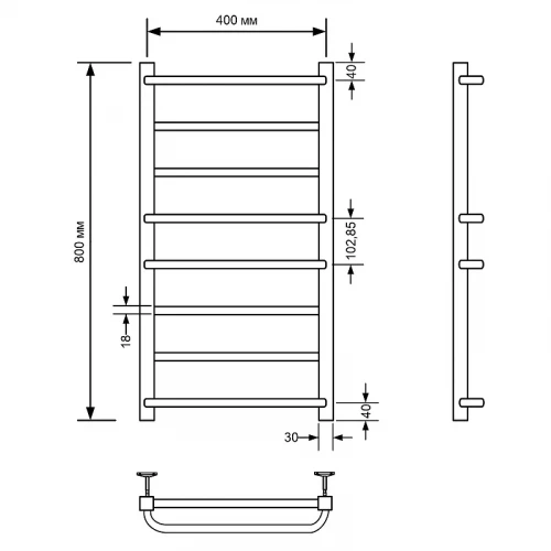 Водяной полотенцесушитель Comfysan Puro-K W-8 80x40 013189 Хром