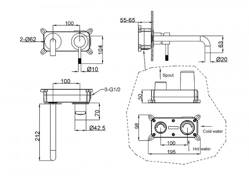 Смеситель для раковины Boheme Uno 465-CB цвет Брашированная медь