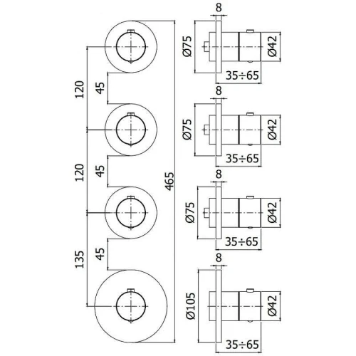 Смеситель для душа Paffoni Modular Box MDE019ST с термостатом цвет Сталь