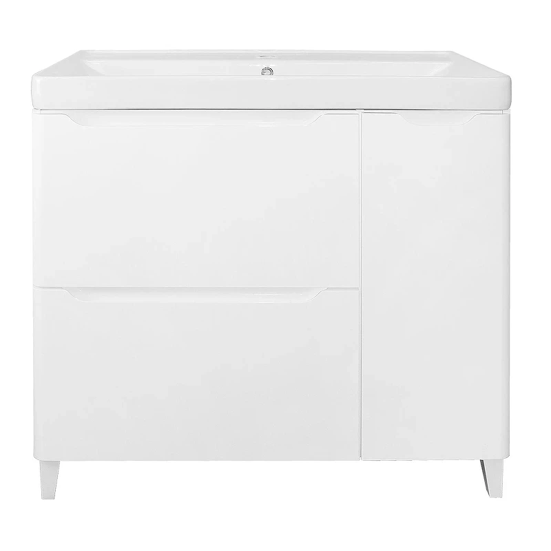 Тумба с раковиной Azario Лотос 100/2 Н CS00093901 цвет Белый глянцевый