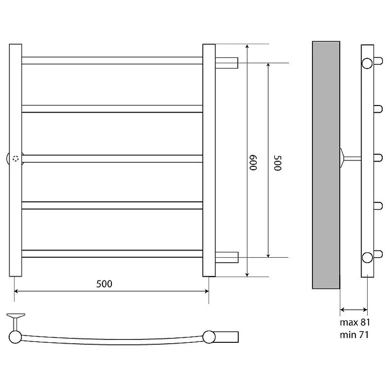 Водяной полотенцесушитель Melodia della vita Classica 50x60x1 П5 MTRCA5060 Полированная сталь
