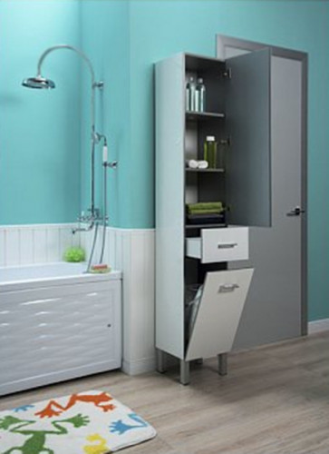 Шкаф пенал Aquanet Верона 35 L 187316 с корзиной для белья Белый МДФ / ЛДСП, нестандартный материал