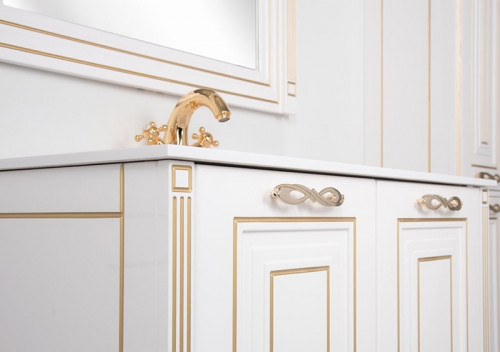 Тумба под раковину Aquanet Паола 90 186116 Белая золото МДФ / ЛДСП