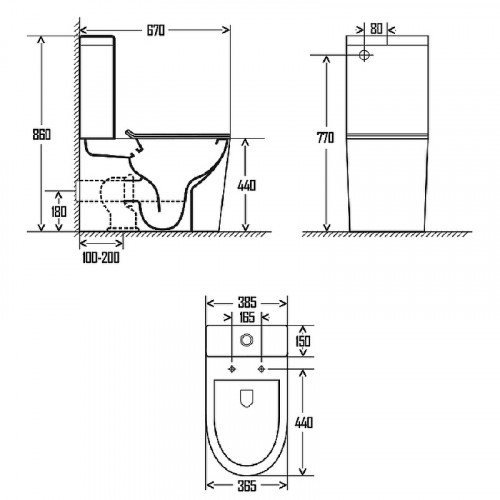 Унитаз компакт AQUAme AQM1001 без бачка с сиденьем Микролифт фаянс напольный
