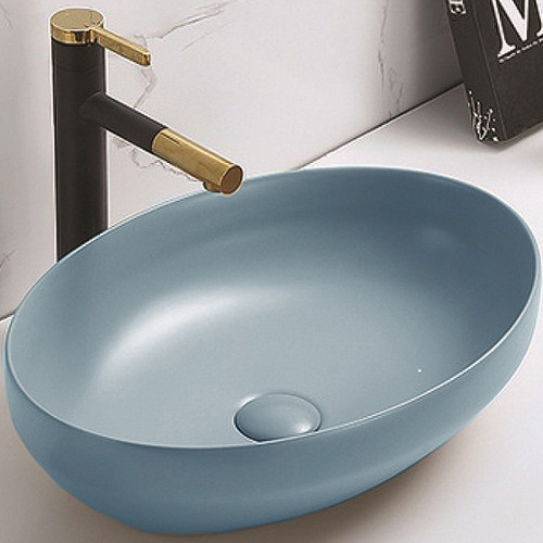 Раковина-чаша CeramaLux 50 78590MHL Голубая матовая фаянс накладная