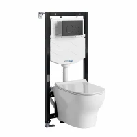 Комплект унитаза с инсталляцией WasserKRAFT Aller 10TLT.010.ME.MB02.H001 цвет Белый с сиденьем Микролифт и клавишей смыва цвет Черный