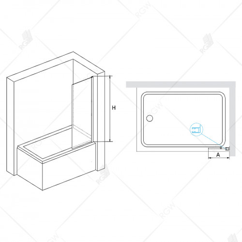 Шторка на ванну RGW Screens SC-056B 30x150 351105630-14 профиль Черный стекло прозрачное