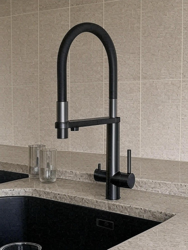 Смеситель для кухни Knotlor Infinity SS-15/GM цвет Вороненая сталь