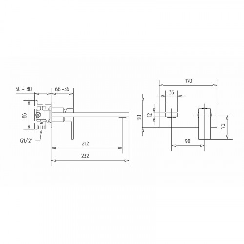 Смеситель для раковины Migliore Kvant 30436 Черный матовый латунь встраиваемый