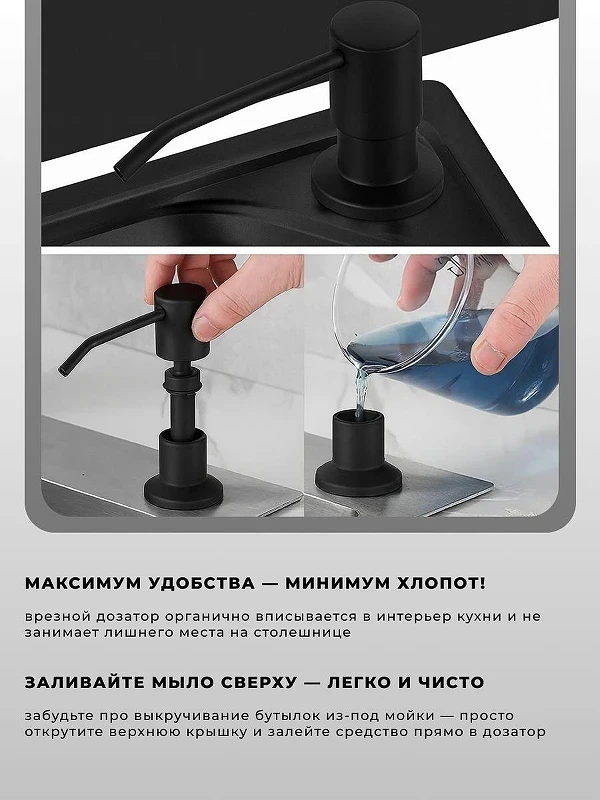 Кухонная мойка Wisent 30 WS33045B/WGER019B/W405B цвет Графит