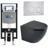 Комплект унитаза с инсталляцией WeltWasser AMBERG 497 + MERZBACH 043 MT-BL + AMBERG RD-MT CR 10000011332 цвет Черный матовый с сиденьем Микролифт и клавишей смыва цвет Хром матовый