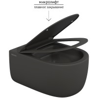Унитаз Berges Ego XL 083218 подвесной Антрацит матовый с сиденьем Микролифт фарфор подвесной