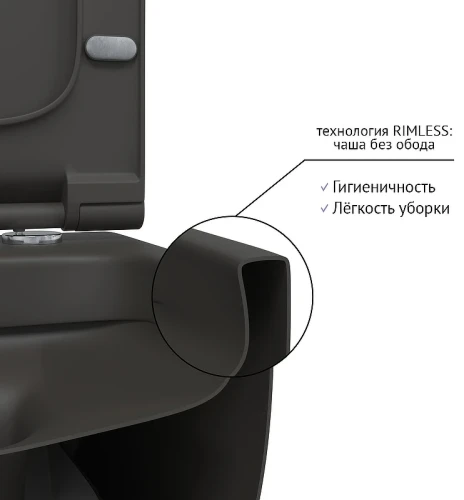 Унитаз Berges Ego XL 083218 подвесной Антрацит матовый с сиденьем Микролифт фарфор подвесной