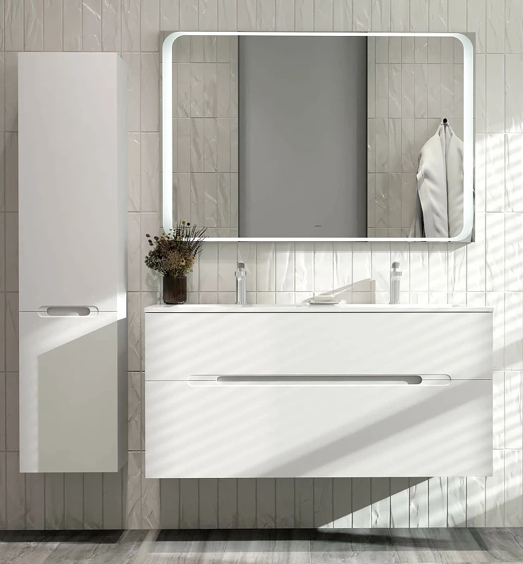 Зеркало Jorno Modul 120 Mоl.02.120/W с подсветкой с сенсорным выключателем стекло