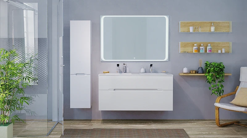 Зеркало Jorno Modul 120 Mоl.02.120/W с подсветкой с сенсорным выключателем стекло