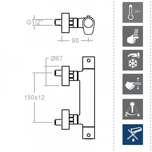 Смеситель для душа Ramonsoler Alexia 3634S с термостатом Хром