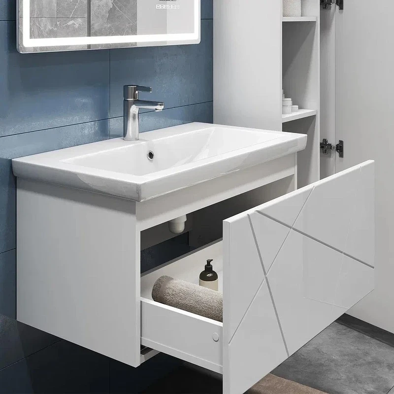 Тумба с раковиной Vigo Geometry 80 035-com подвесная цвет Белый