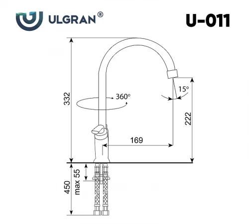 Смеситель для кухни Ulgran Classic U-011-310 Серый латунь