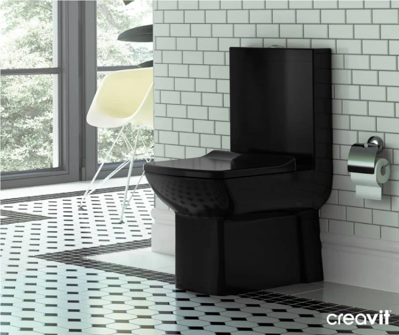 Унитаз компакт Creavit Lara LR360-11SI00E-0000 Черный без бачка и сиденья фарфор напольный