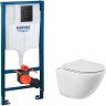 Комплект унитаза BelBagno Amanda BB051CHR+BB051SC с инсталляцией Grohe Rapid SL 38811KF0 с сиденьем Микролифт и Черной матовой клавишей смыва фаянс подвесной
