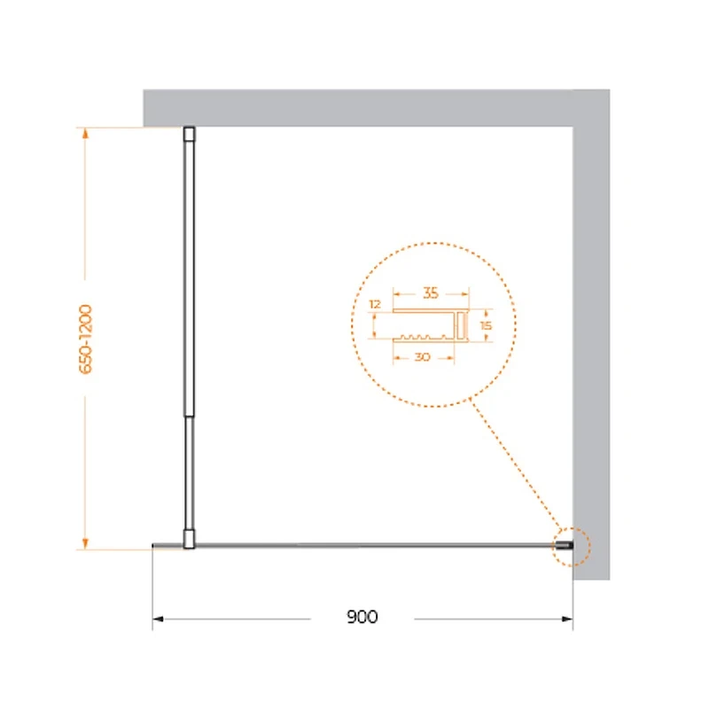 Душевая перегородка BelBagno Kraft 90 KRAFT-L-1-90-C-Cr профиль Хром стекло прозрачное