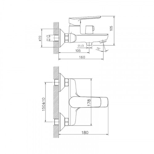 Смеситель для ванны D-Lin D130369 цвет  Хром