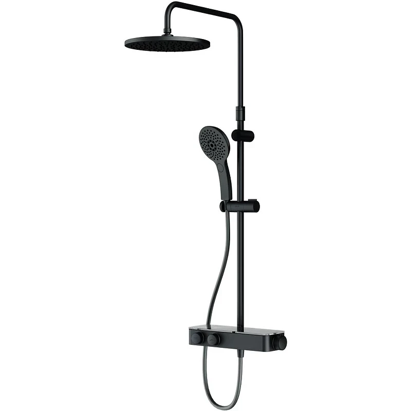 Душевая система AM.PM Inspire V2.0 F0750A422 с термостатом Черная матовая латунь на стену