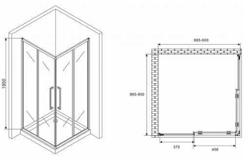 Душевой уголок Abber Schwarzer Diamant 90x90 AG02090H профиль Хром стекло прозрачное