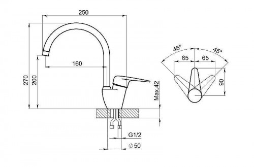 Смеситель для кухни Granula 1024 цвет Турмалин