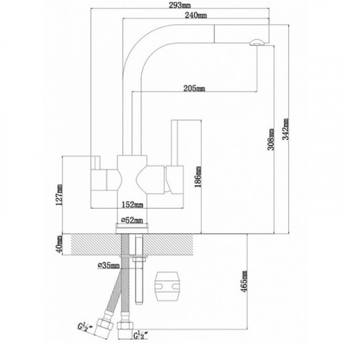 Смеситель для кухни Florentina Кристалл 333.32H.2123.102 Черный латунь