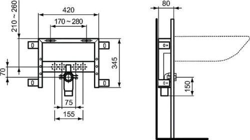 Инсталляция для раковины Ideal Standard Prosys R016467 цвет Серый