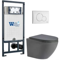 Комплект унитаза с инсталляцией WeltWasser MARBERG 507 + MERZBACH 043 MT-GR + MAR 507 RD GL-WT 10000011398 цвет Белый глянцевый с сиденьем Микролифт и клавишей смыва цвет Белый глянцевый