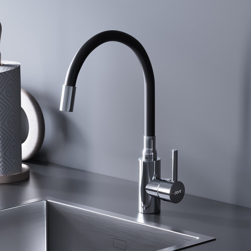 Смеситель для кухни Dorff Logic D3007622 Хром Черный нержавеющая сталь