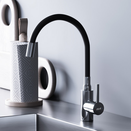 Смеситель для кухни Dorff Logic D3007622 Хром Черный нержавеющая сталь