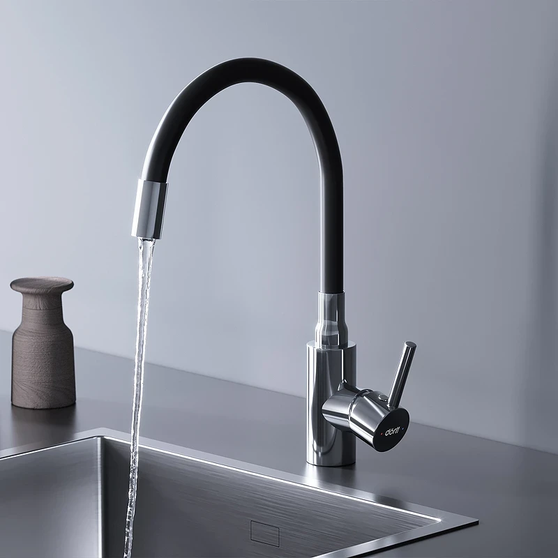 Смеситель для кухни Dorff Logic D3007622 Хром Черный нержавеющая сталь