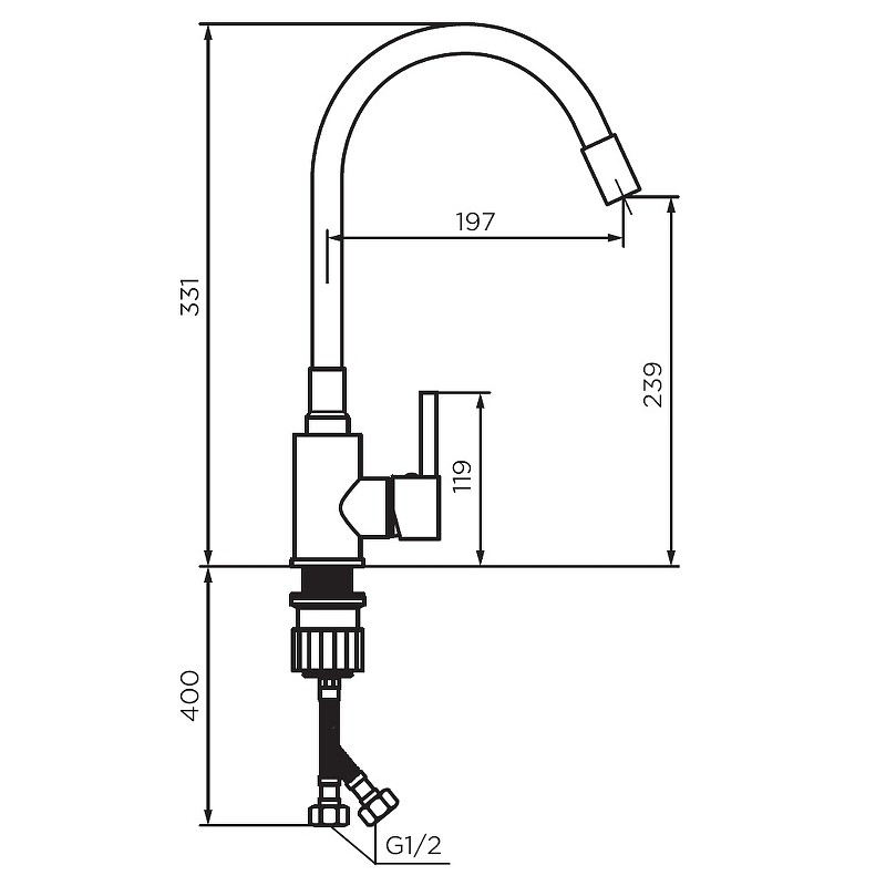 Смеситель для кухни Dorff Logic D3007622 Хром Черный нержавеющая сталь