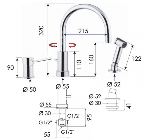 Смеситель для кухни Remer Minimal N48332EU цвет Хром