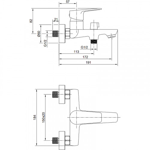 Смеситель для ванны Olive's Tieso 26201TSB Черный матовый латунь на стену