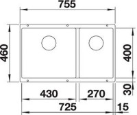 Кухонная мойка Blanco Subline 430/270-U 523152 Темная скала искусственный камень (литьевой мрамор) встраиваемый