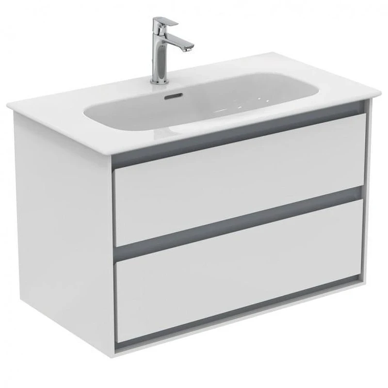 Тумба под раковину Ideal Standard Connect Air 80 E0819KN подвесная цвет Glossy White + Matt Light Grey (Белый глянцевый + Светло-серый матовый)