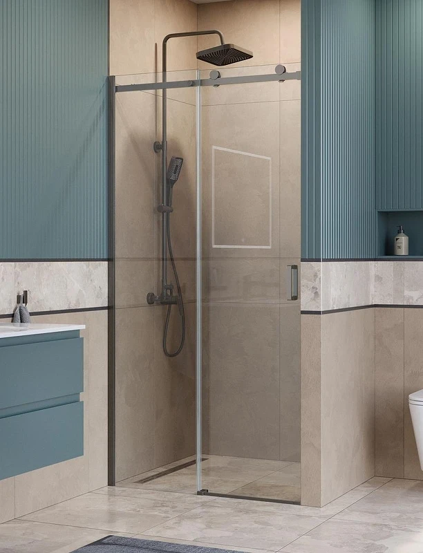 Душевая дверь BelBagno Soft Close-2 110 SOFT_CLOSE-2-BF-1-110-C-GM профиль Оружейная сталь стекло прозрачное