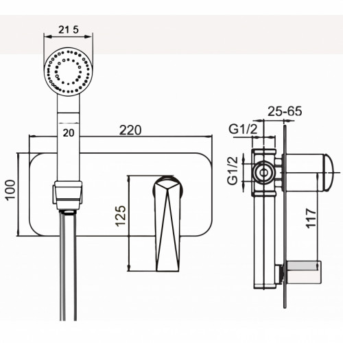 Гигиенический душ со смесителем Boheme Venturo 377-W Хром Белый латунь на стену