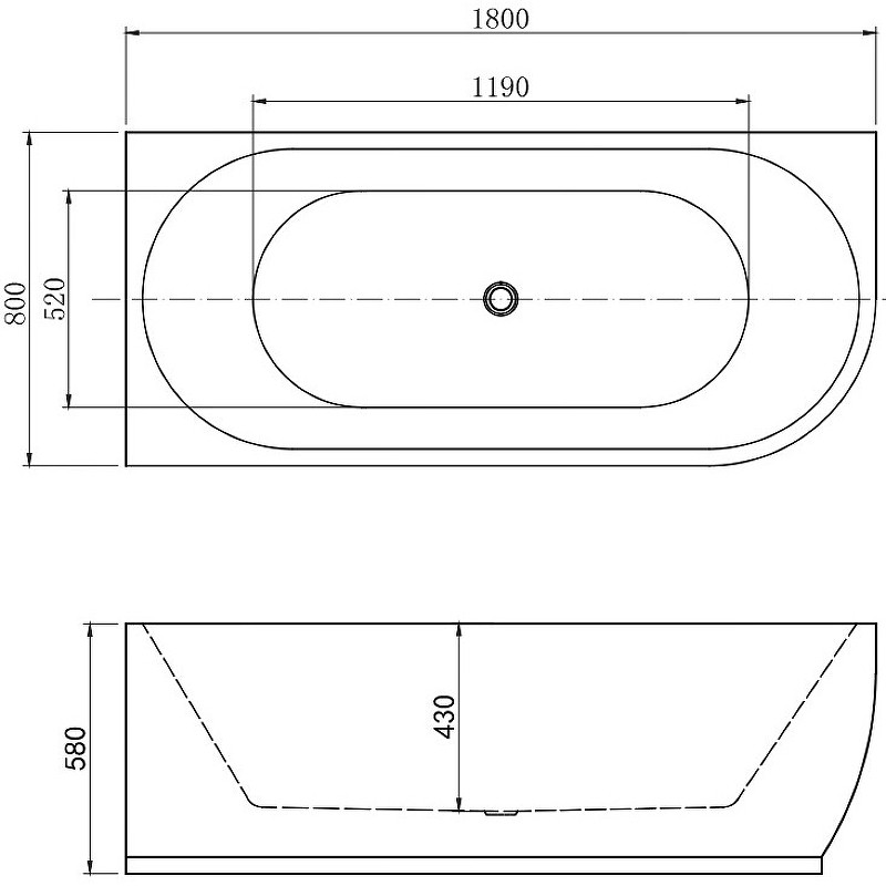 Акриловая ванна Aquanet Elegant A 180х80 260054 без гидромассажа