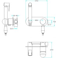 Гигиенический душ со смесителем Boheme Imperiale 425 Золото латунь на стену