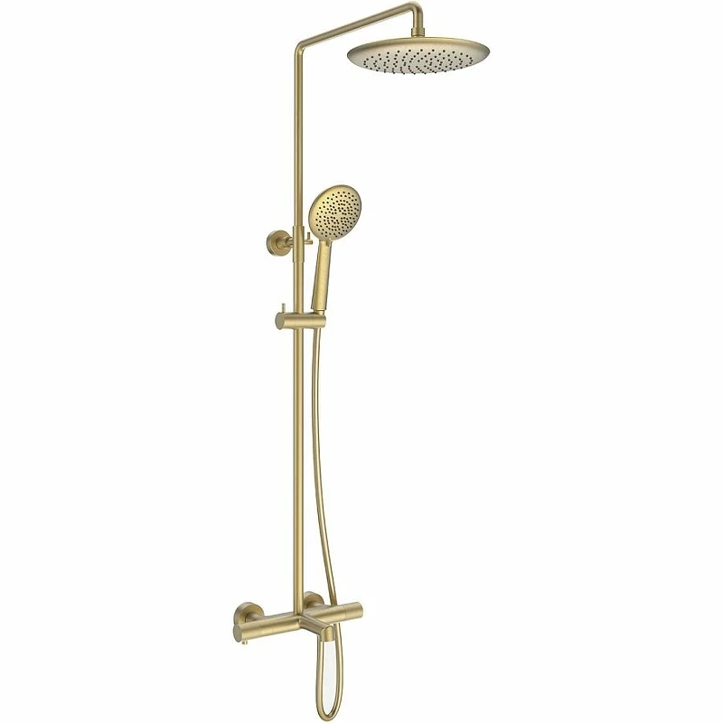 Душевая система Vincea Desire VSFS-1D1TBG с термостатом Брашированное золото латунь на стену