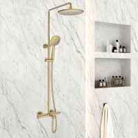 Душевая система Vincea Desire VSFS-1D1TBG с термостатом Брашированное золото латунь на стену