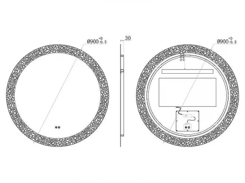 Зеркало Uni-Flow Mirror 90 M-213 с подсветкой с сенсорным выключателем и подогревом
