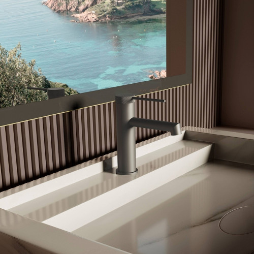 Смеситель для раковины Vincea Rim VBF-2RM1GM Вороненая сталь латунь