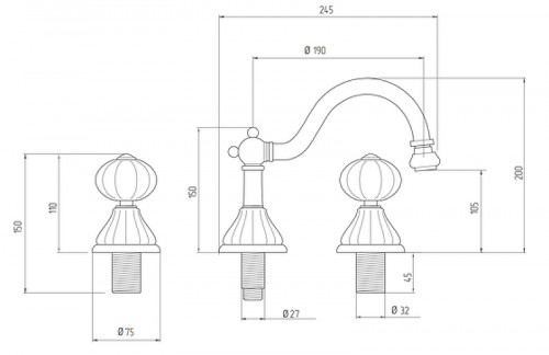 Смеситель для биде Migliore Olivia 18994 Бронза Белый латунь