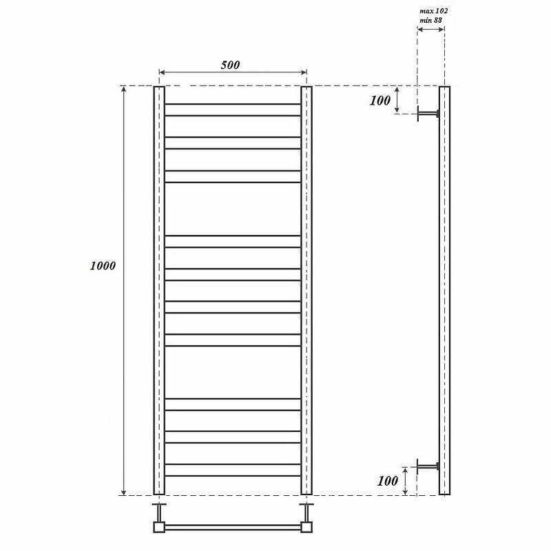 Водяной полотенцесушитель Point Меркурий PN83150W П10 500x1000 Белый